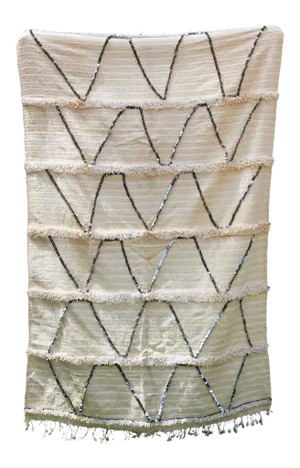 Large Vintage Tribal Moroccan Handcrafted Wedding Blanket Throw with Sequins 11