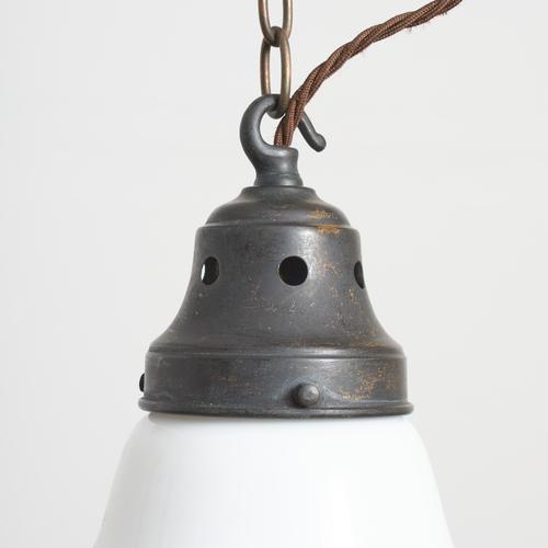 Vintage Art Deco Church Opaline Milk Glass Pendant Light, 1940s For Sale - Image 4 of 7
