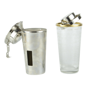 1930s Art Déco Silverplated Brass Cocktail Shaker "The Barman" by Ghiso - a Pair