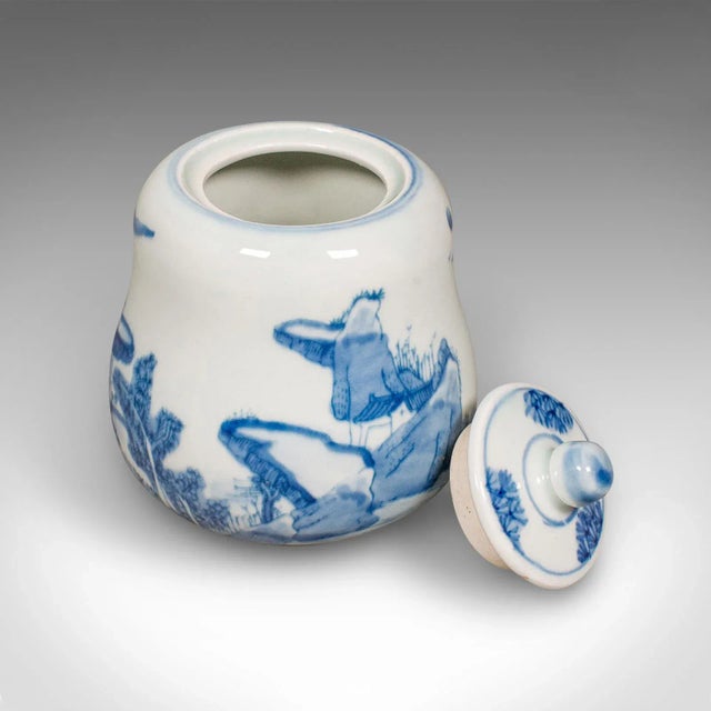 This is a small antique chaire pot. An Oriental, ceramic loose-leaf tea canister, dating to the late Victorian period,...