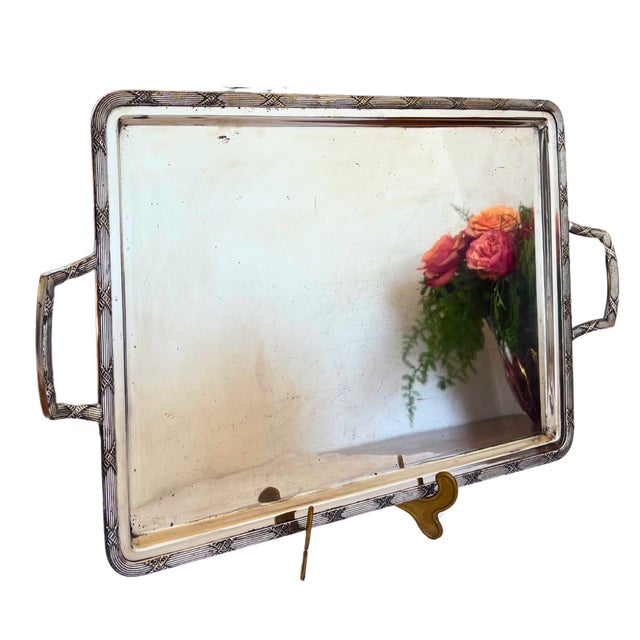 Large Art Deco Silver-Plated Tea Tray by Orfèvrerie H. Beard, 1930s For Sale - Image 6 of 6