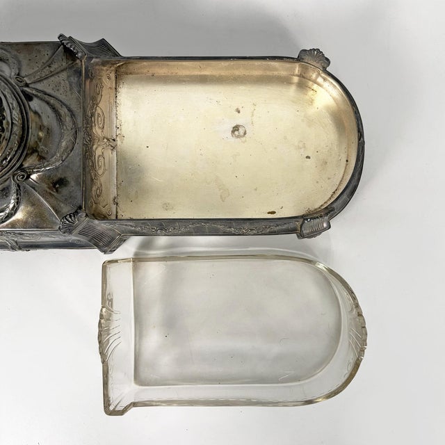 Art Nouveau Italian Silver-Plated Metal and Glass Sculptural Centrepiece, 1930s For Sale - Image 11 of 16