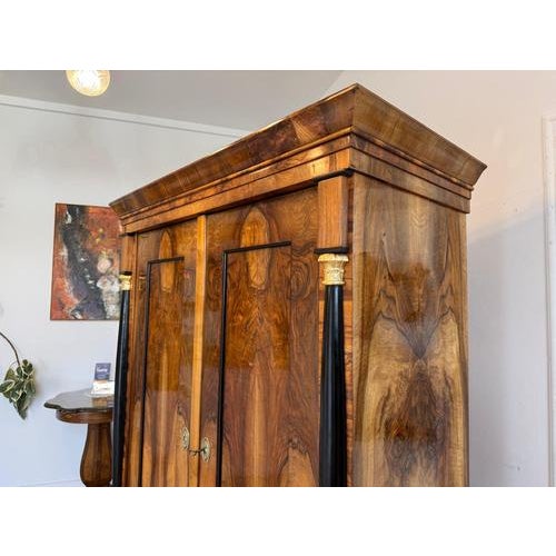 Antique Empire Column Cabinet in Walnut For Sale - Image 17 of 18