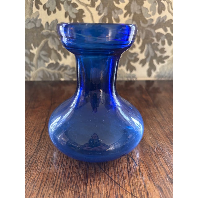 Early 20th Century Vintage Hyacinth Cobalt Glass Forcing Vase For Sale - Image 5 of 6