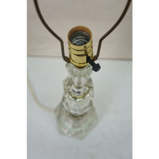 Metal Mid 20th Century Stacked Prism Crystal Boudoir Vanity Table Lamps - a Pair For Sale - Image 7 of 14