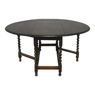 Late 18th Century Antique English Oak Barley Twist Gateleg Table For Sale