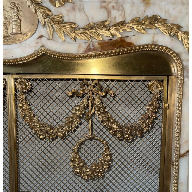Metal 19th Century French Louis XV–Style Onyx & Dore Bronze Fireplace Mantle For Sale - Image 7 of 8
