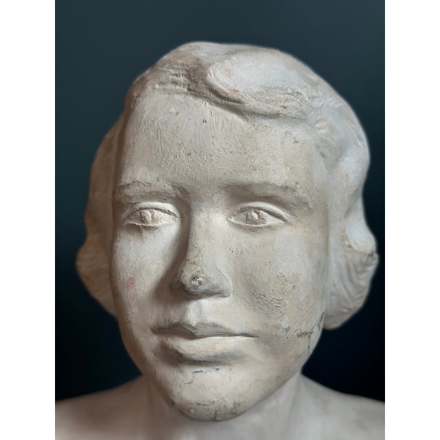 Contemporary Plaster Portrait Bust of a Woman — G. Lowell, 1951 (Mid-Century Studio Work ) For Sale - Image 3 of 7
