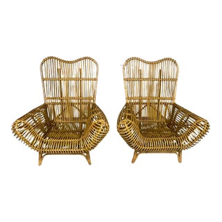 Late 20th Century Pair of Ibolili Round Back Rattan Chair For Sale
