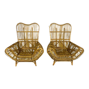 Late 20th Century Pair of Ibolili Round Back Rattan Chair