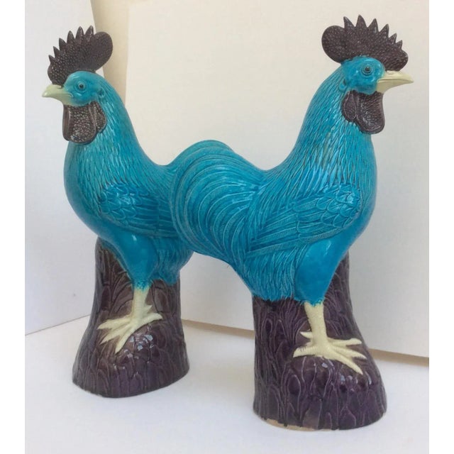 Chinese Turquoise Porcelain Roosters A Pair Chairish