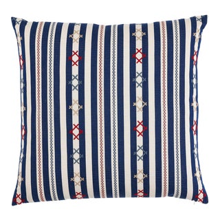 Schumacher Rhodes Stripe 24" Pillow in Navy For Sale