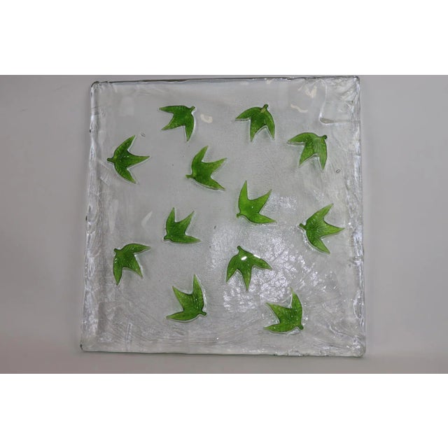 Mid-Century Modern Autunno 1980s Itre Murano Art Glass Tile Green Accents For Sale - Image 3 of 9