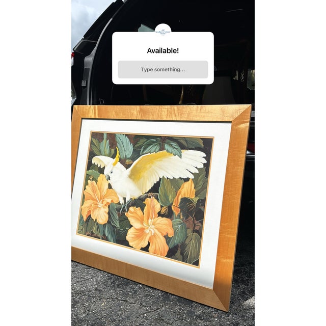 Jesse Arms Botke Tropical Cockatoo & Hibiscus Floral Artwork For Sale - Image 4 of 4