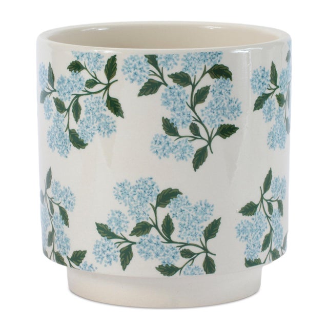 Kenneth Ludwig Chicago Hydrangea Floral Pattern Planter (Set of 2) For Sale - Image 4 of 5