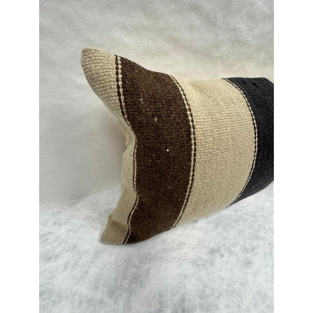 Turkish Hemp Pillow Cushion Natural Beige Brown Pillow Cushion Cover 16" x 24" For Sale - Image 4 of 4