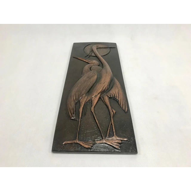 Mid-Century Modern Mid-Century Czech Wall Relief with Crane Birds, 1960s For Sale - Image 3 of 6