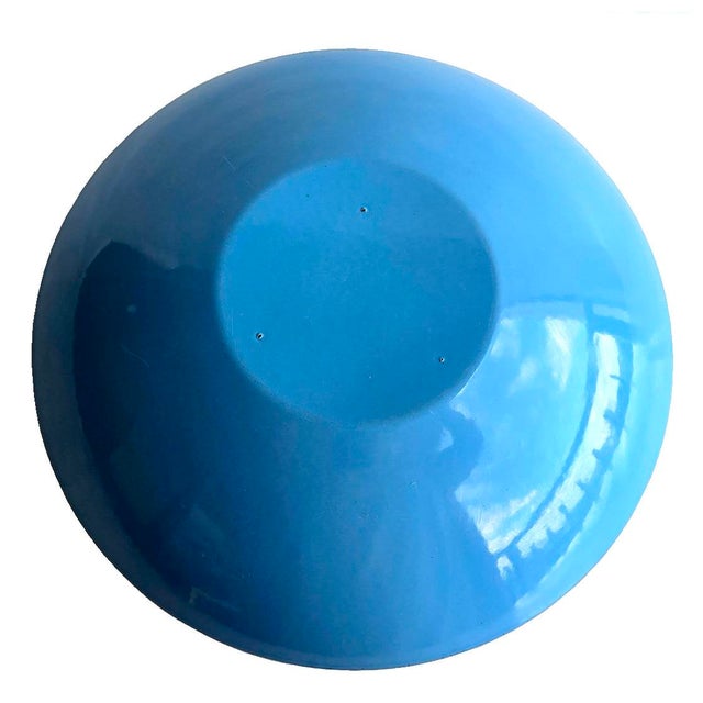 Vintage Large Blue Enamel on Steel Bowl in the Style of Krenit For Sale - Image 12 of 13