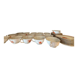 1970s Herend Chinese Bouquet Rust Coffee Set- 32 Pieces
