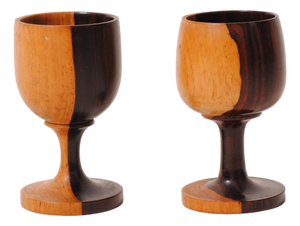 Carved Olive Wood Wine Glasses, 1960s, Set of 3