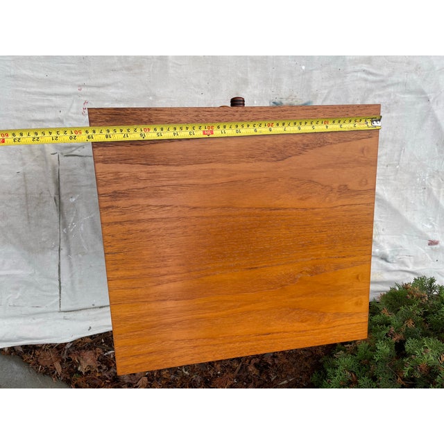 Wood Mid 20th Century Danish Modern Teak Rolling File Cabinet For Sale - Image 7 of 9