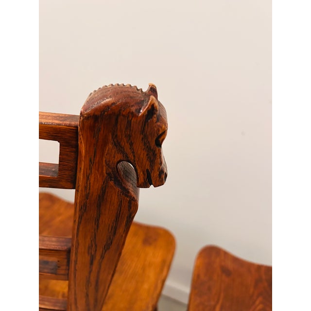 1940s Romweber Viking Oak Equestrian Horse Head Dining Side Chair Trio For Sale - Image 4 of 15