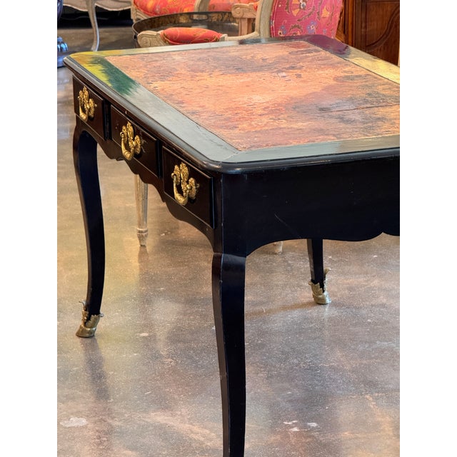 Early 19th Century French Ebonized Bureau Plat With Leather Top For Sale - Image 11 of 16