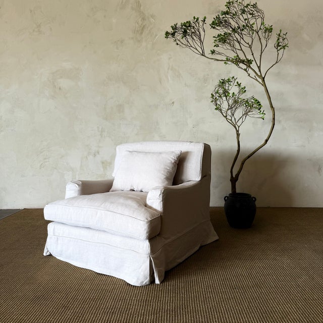 Bruce Chair - Belgian Inspired Roll Slip Covered in 100% Linen For Sale - Image 13 of 15