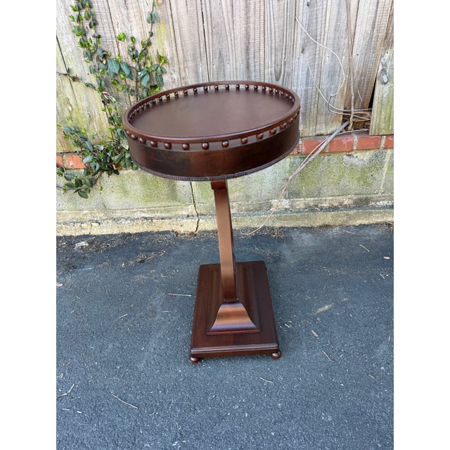 Early 20th Century Neoclassical Style Oval Mahogany Lyre Base Side Table For Sale - Image 11 of 14