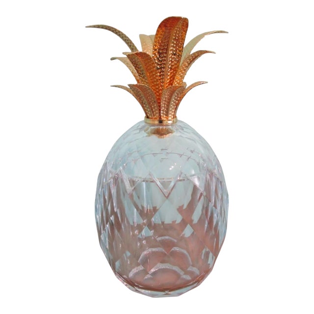 Mario Luca Giusti Ananas Melissa Pineapple Gold Plated Leaves Synthetic Crystal Acrylic Retired For Sale