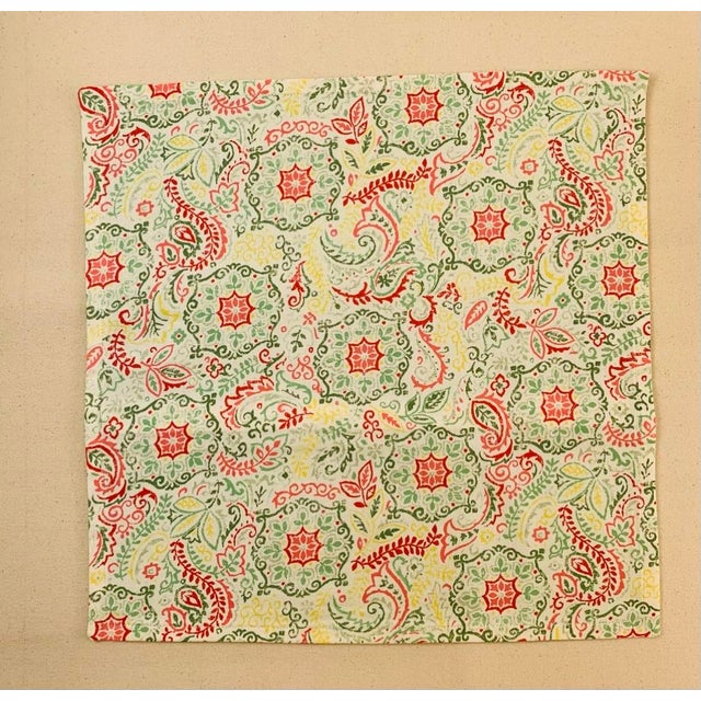 Traditional Designer P Kaufmann Cream Coral Green Yellow Botanical Floral Medallion Paisley Suzani Pillow Covers- 17" Pair For Sale - Image 3 of 6