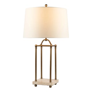 Gazebo Brass Lamp with Travertine Base For Sale