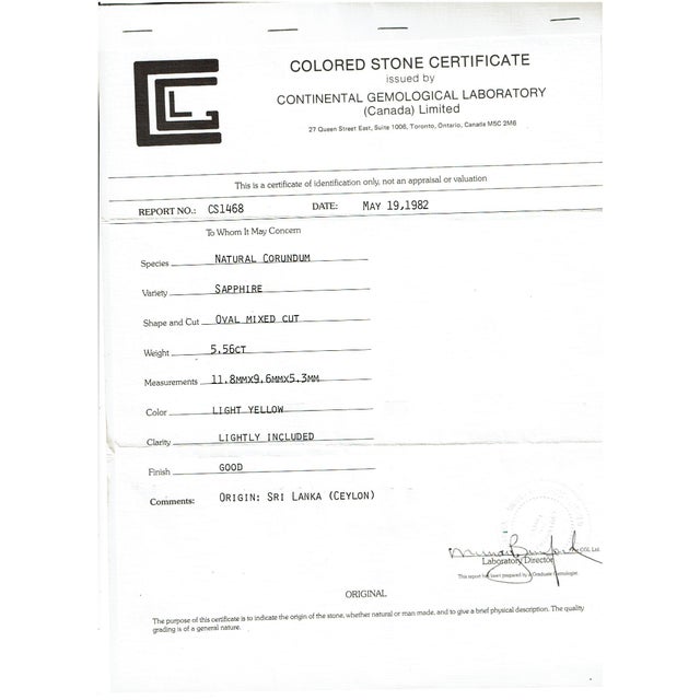 GIA Certified 5.56 Ct Natural Ceylon Yellow Sapphire Pendant Necklace white Gold For Sale - Image 10 of 18