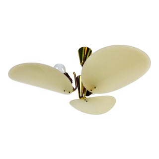 Extraordinary Italian Midcentury Brass 3-Arm Stilnovo Style Chandelier, 1950s For Sale