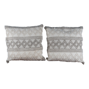 Pair of Pom Pom at Home Phoebe Decor Modern Throw Accent Pillows in Ivory/Taupe