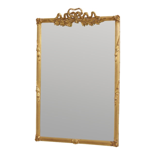 Carvers Guild Carved Bow Top Gold Gilt Wall Mirror For Sale