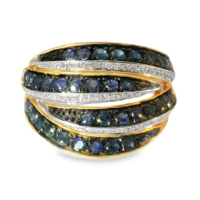 Indulge in the luxurious 14K Pink Rose Gold Diamond Sapphire Band Ring, featuring 79 sparkling diamonds and vibrant...