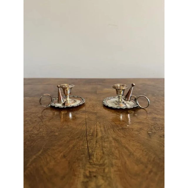 Antique George III Silver-Plated Chamber Sticks, 1800, Set of 2 For Sale - Image 4 of 7