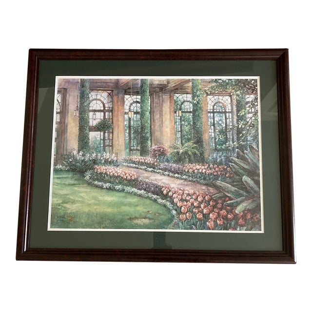 1990s Longwood Gardens, Kenneth Square, Pa. Original Painting, Framed For Sale