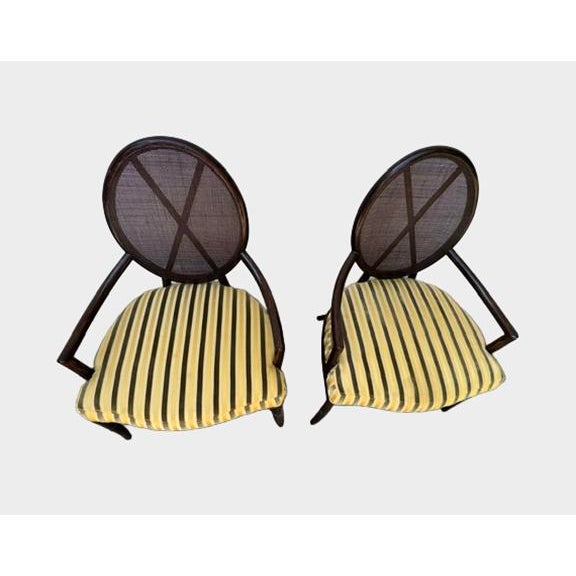 Modern Pair Barbara Barry Oval X-Back Dining Chairs From McGuire For Sale - Image 3 of 6