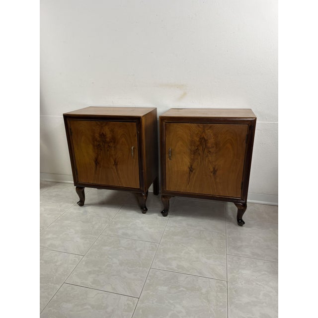 Mid-Century Modern Italian Art Deco Bedside Tables, 1940s, Set of 2 For Sale - Image 3 of 11
