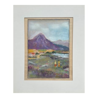 Mid 20th C. Original Artisan Pastel on Paper - Patagonia From the Valley For Sale