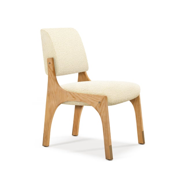 Contemporary Arches II Dining Chairs in Oak and Bouclé by Insidherland, Set of 4 For Sale - Image 3 of 5