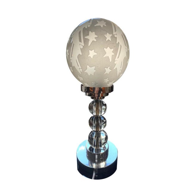 Glass Art Deco Table Lamp with Glass Balls For Sale - Image 7 of 7