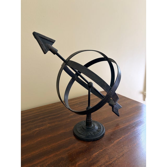 Late 20th Century Bronze Iron Armillary Globe Sculpture – Traditional Landscape & Garden Decor For Sale - Image 4 of 10