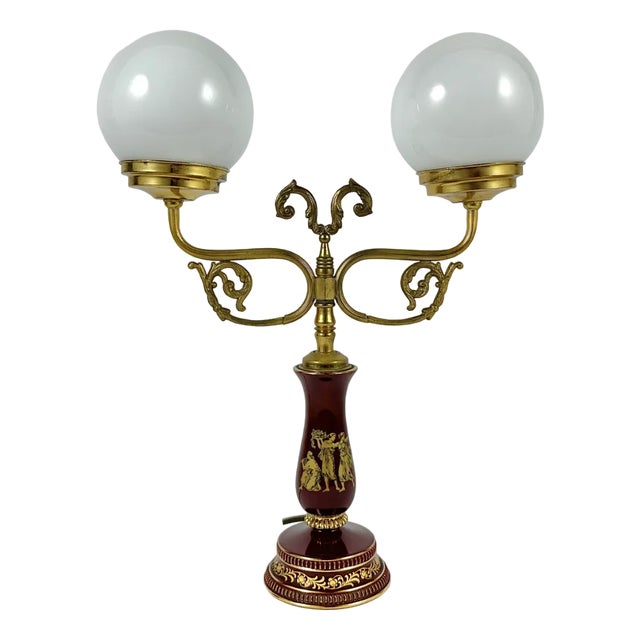 Vintage Table Lamp with Metal Base For Sale