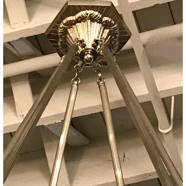 French Art Deco Hexagonal Chandelier by Schneider For Sale - Image 11 of 13
