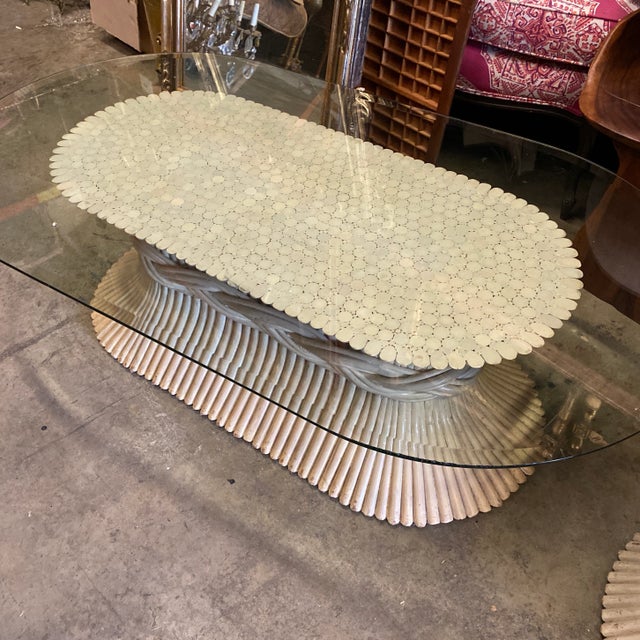 Coffee 1970s McGuire White Wheat Coffee Table For Sale - Image 8 of 13