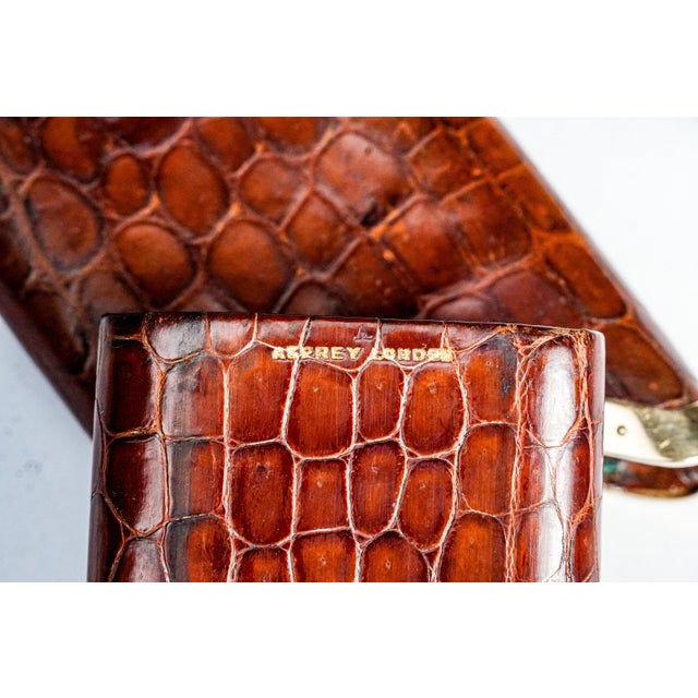 Rare Art Deco Antique Asprey 9k Gold Leather Cigar Case Tobacciana For Sale - Image 9 of 11