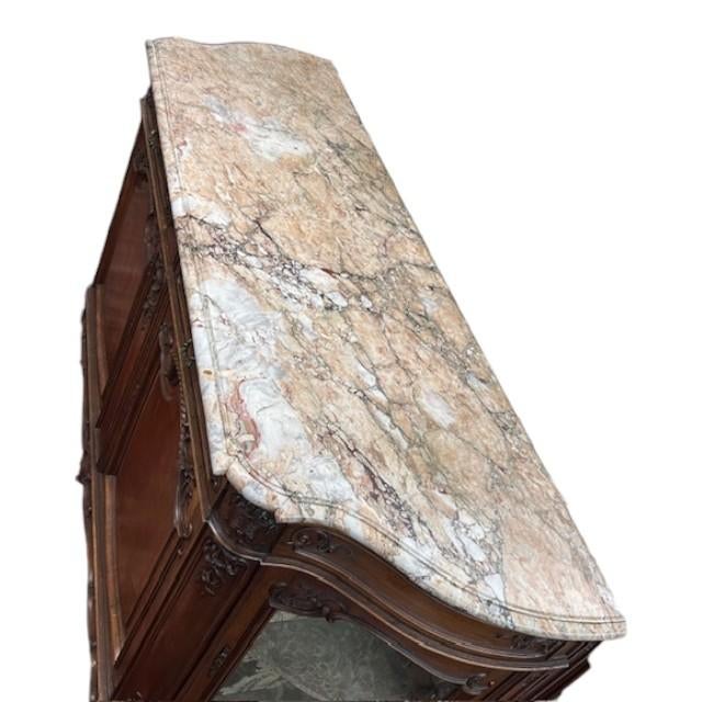 Late 19th Century French Louis XV Style Walnut Marble Top Buffet For Sale - Image 12 of 14